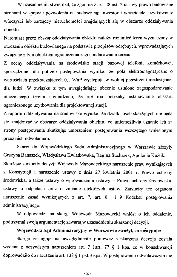 Jasienica, Wyrok str 2, Uzasadnienie do Sygn. akt VII SA/Wa 1252/04, 13.09.05