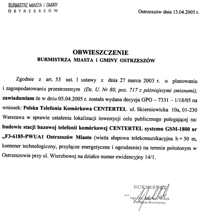 obwieszczenie burmistrza