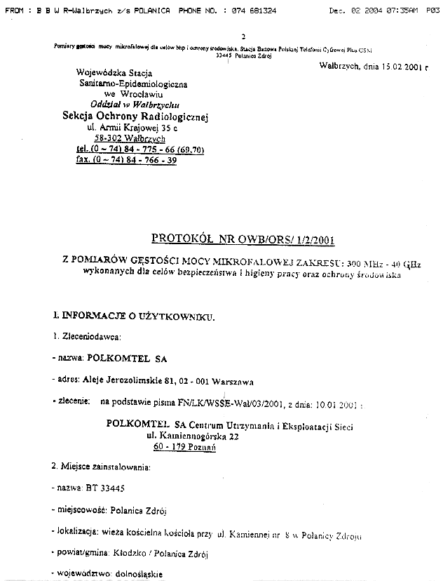 Polanica Zdr�j sprawozdanie pomiarowe strona 2