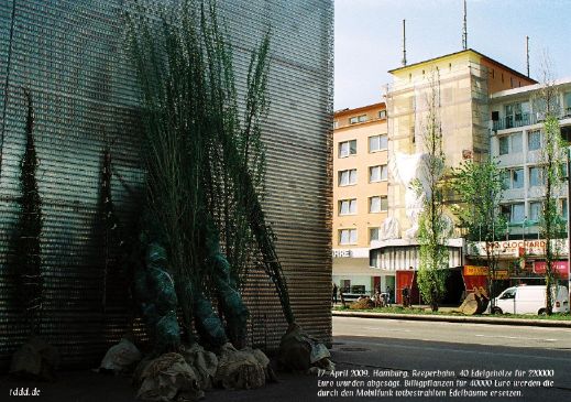 Gross durch klicken aufs Bild; Panorama, Mobilfunk, Reeperbahn, Toteb&auml;ume in Hamburg am 17.04.2009