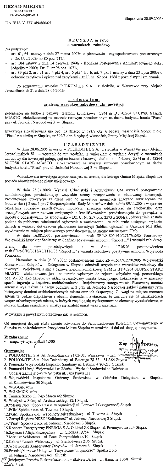 S�upsk Odmawiam ustalenia warunk�w zabudowy dla inwestycji!