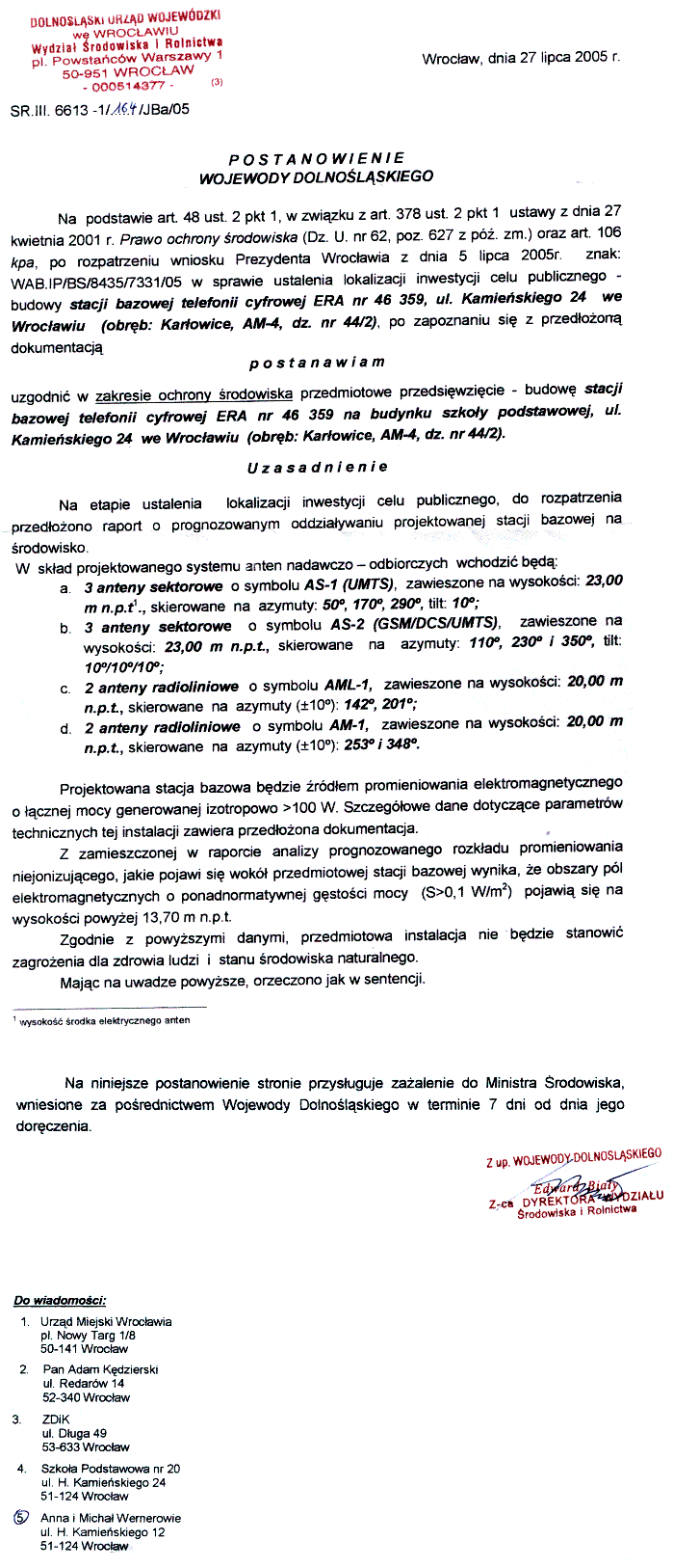 Postanowienie Wojewody Dolno�l�skiego
